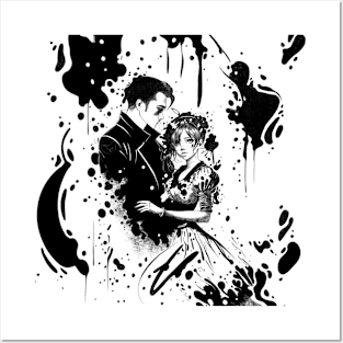 ink scribble - couple in the dark Posters and Art